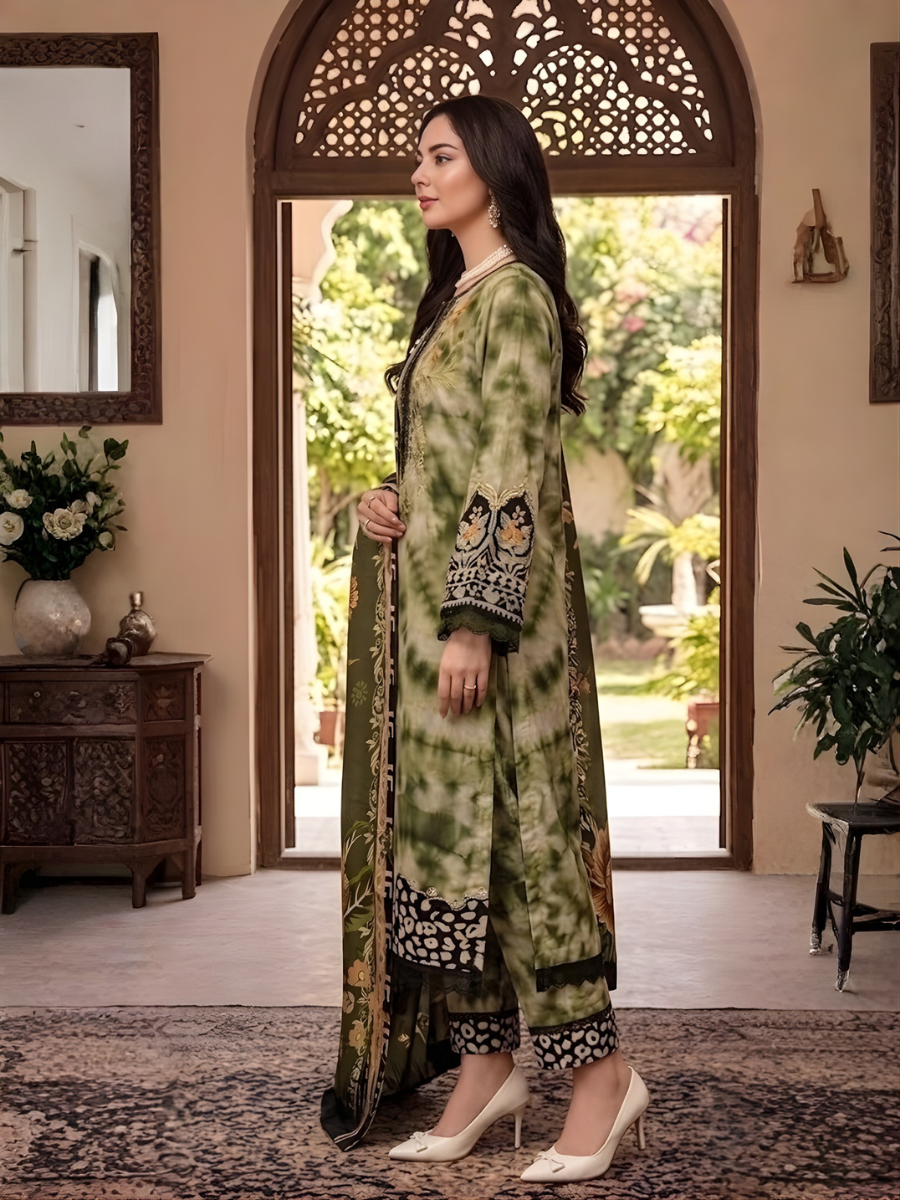 Nureh Digital Lawn Ensemble 3pc (Olive)