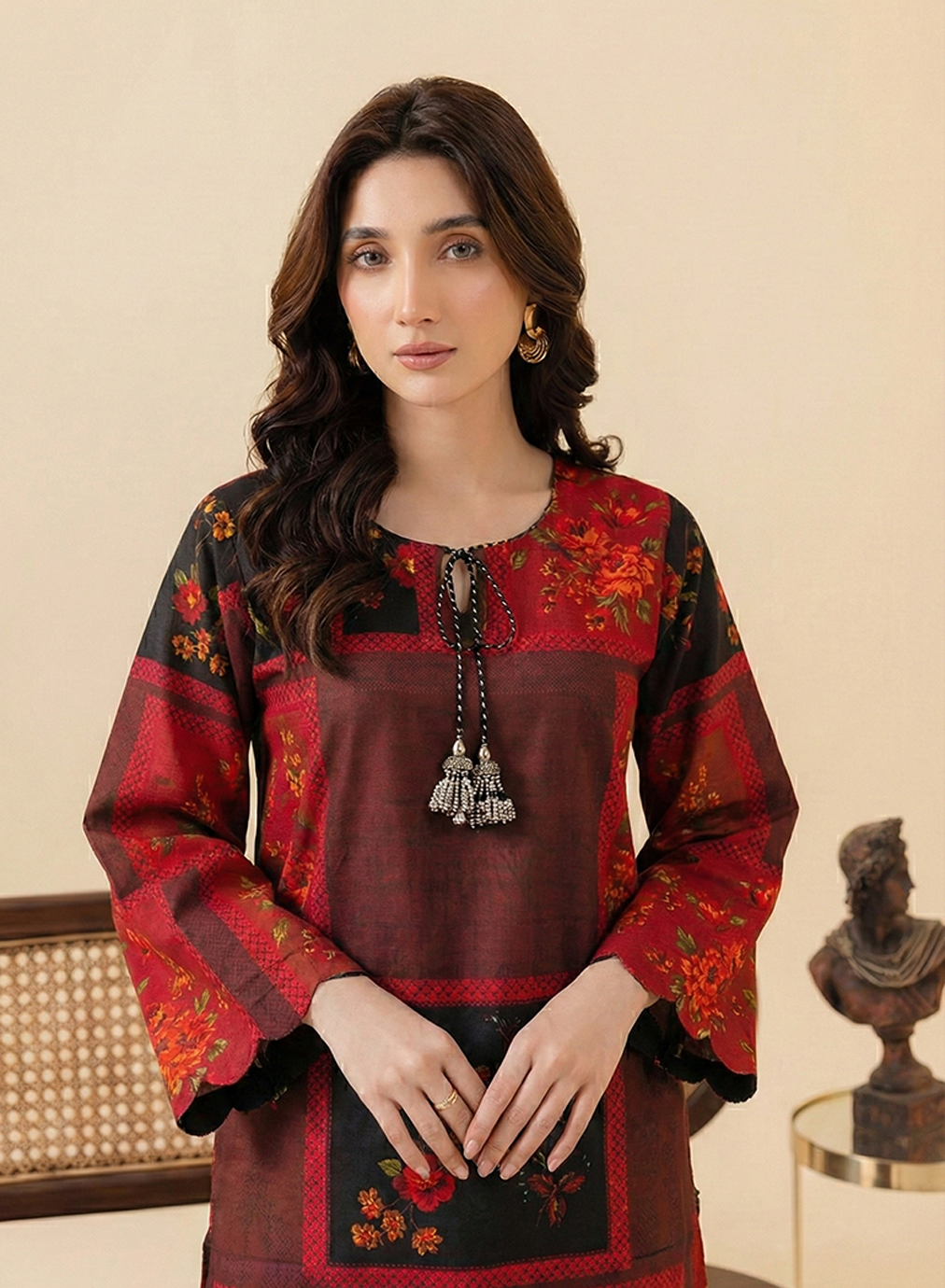 Maroon Medallion Grip Silk 2PC