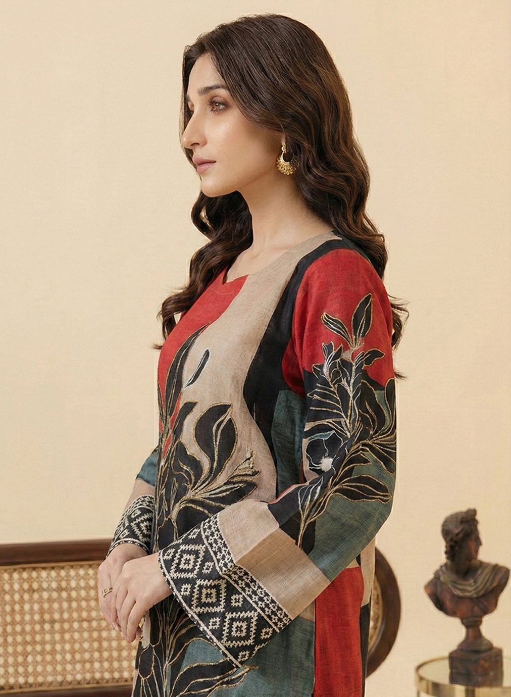 Abstract Botanical Grip Silk 2PC