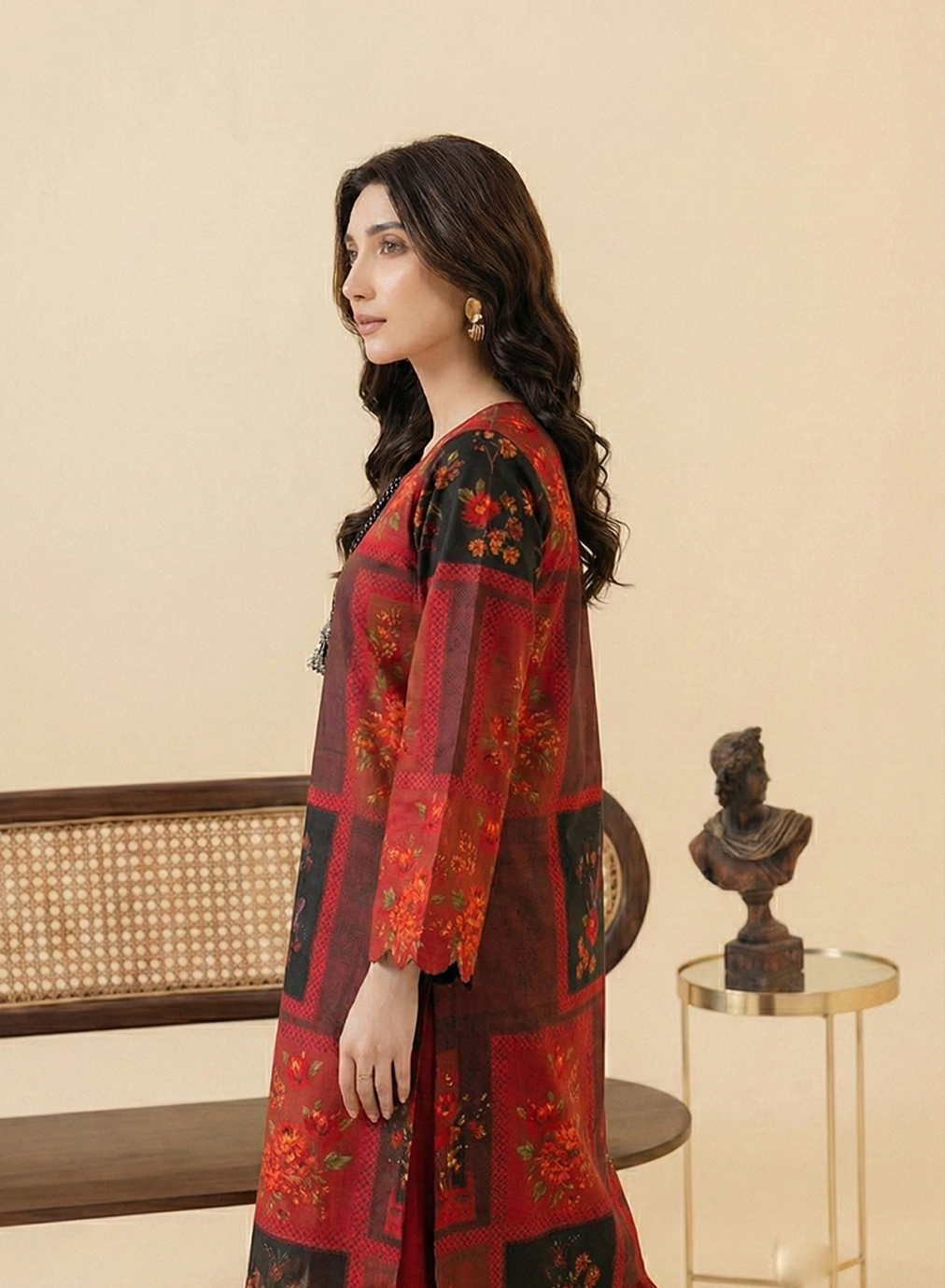 Maroon Medallion Grip Silk 2PC