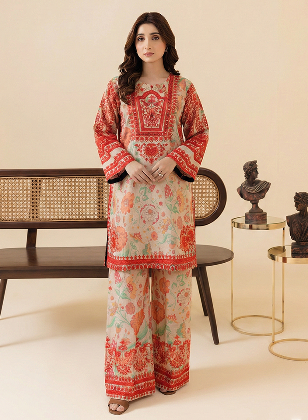 Floral Crimson Grip Silk 2PC