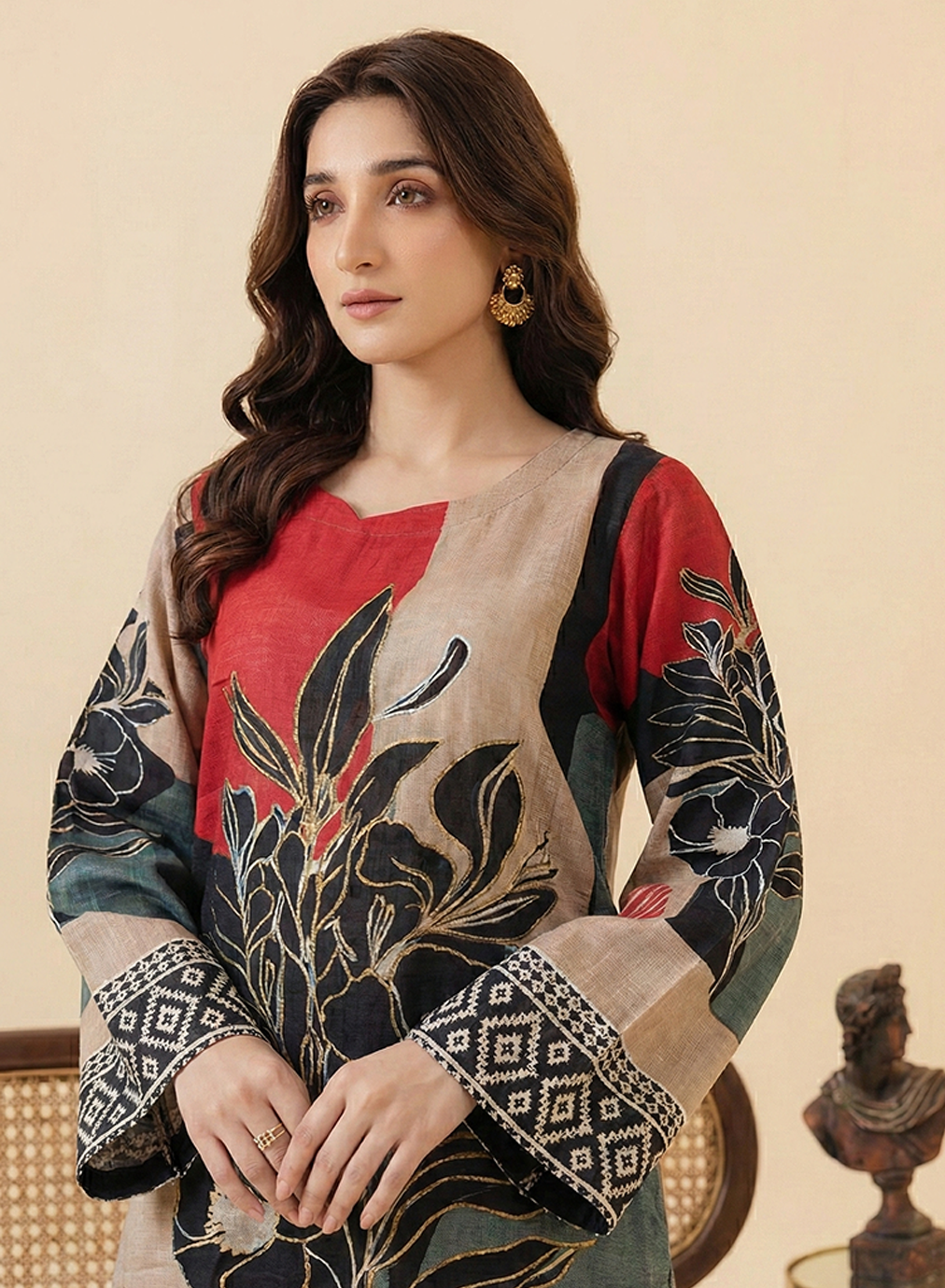 Abstract Botanical Grip Silk 2PC