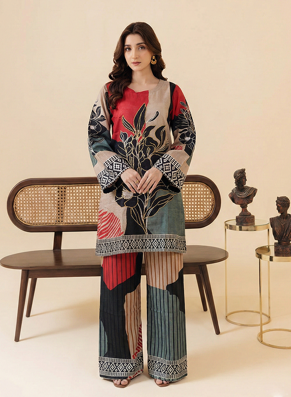 Abstract Botanical Grip Silk 2PC