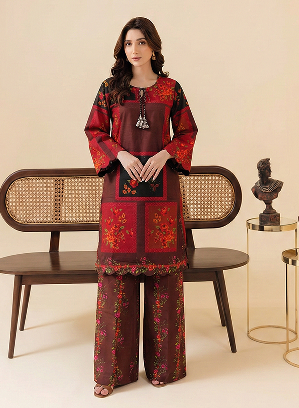 Maroon Medallion Grip Silk 2PC