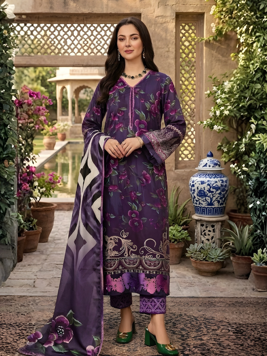 Nureh Digital Lawn Ensemble 3pc (Purple)