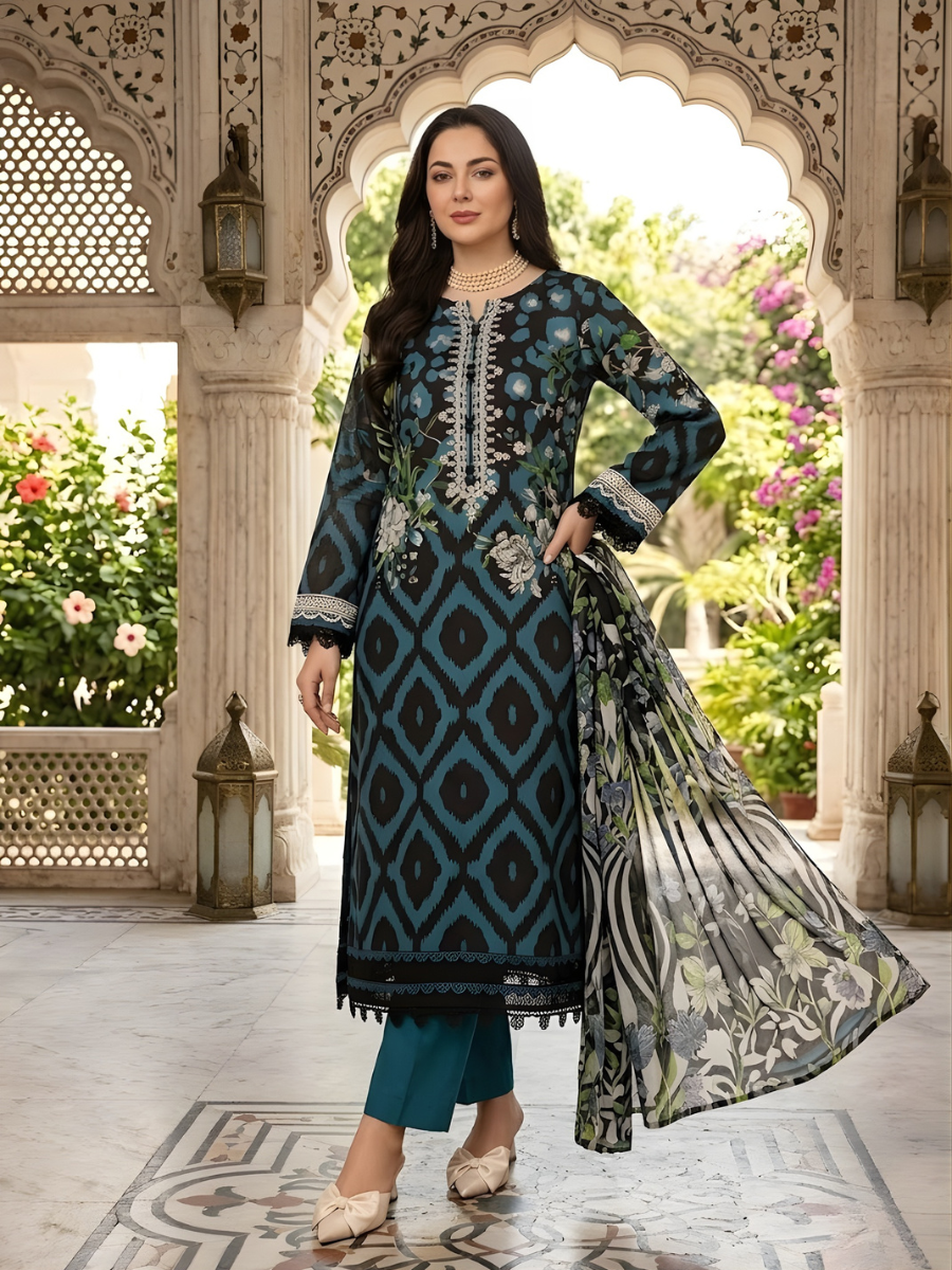 Nureh Digital Lawn Ensemble 3pc (Teal)