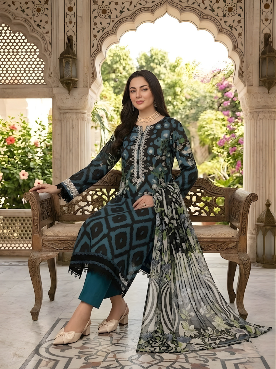 Nureh Digital Lawn Ensemble 3pc (Teal)