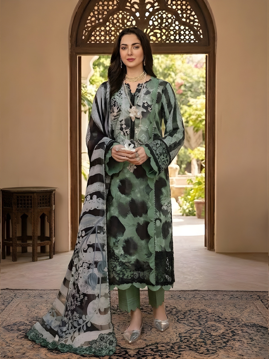 Nureh Digital Lawn Ensemble 3pc (Olive Green)
