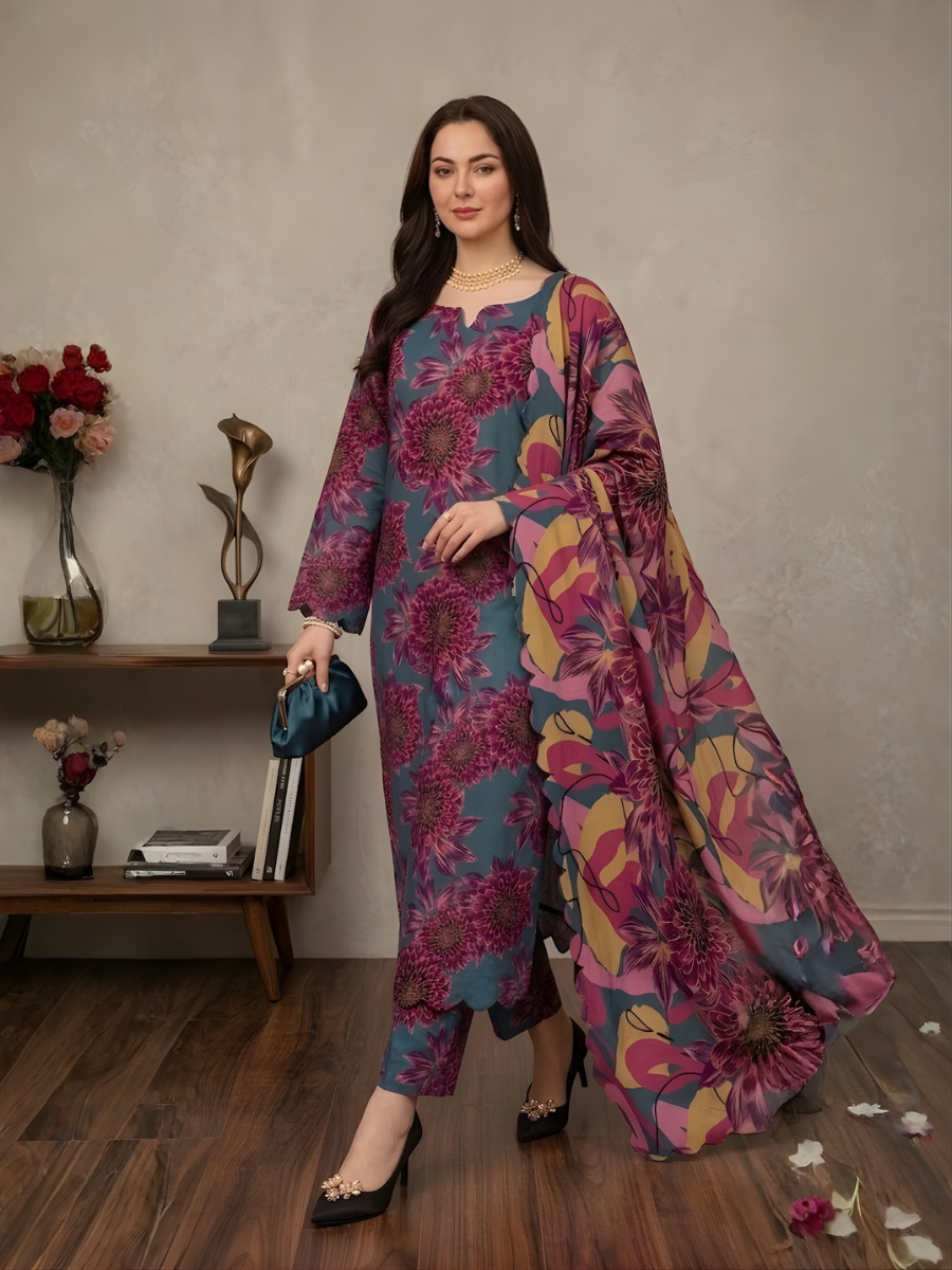 Ramsha Lawn Stuff 3pc (vibrant pink)