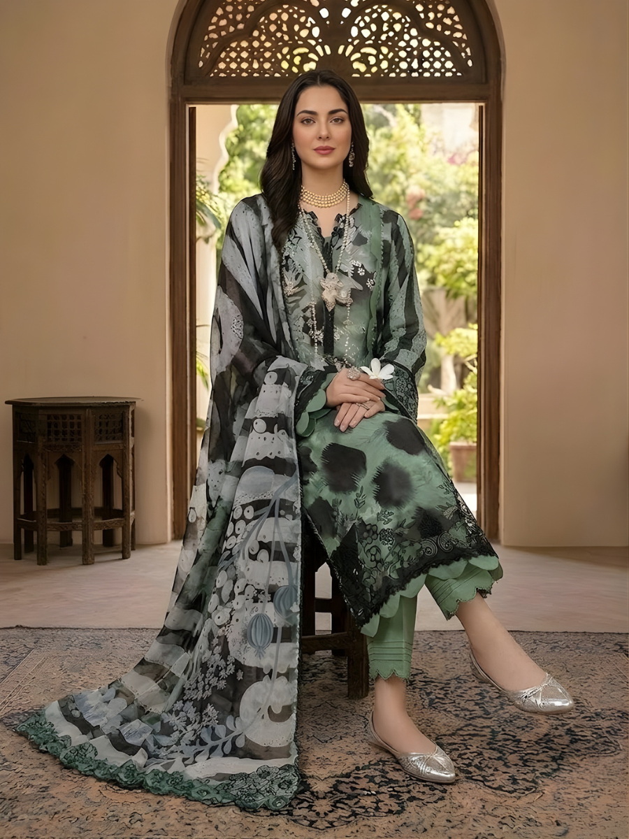 Nureh Digital Lawn Ensemble 3pc (Olive Green)