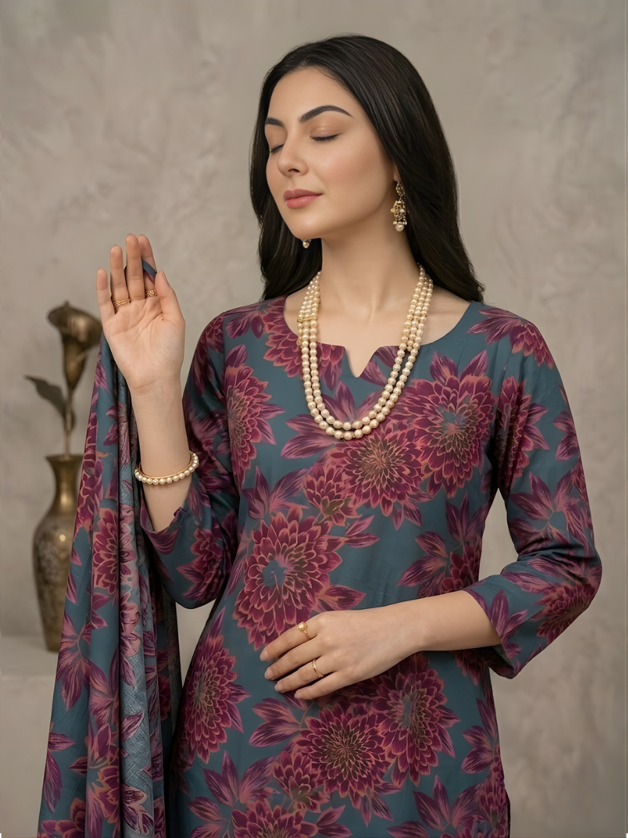 Ramsha Lawn Stuff 3pc (vibrant pink)