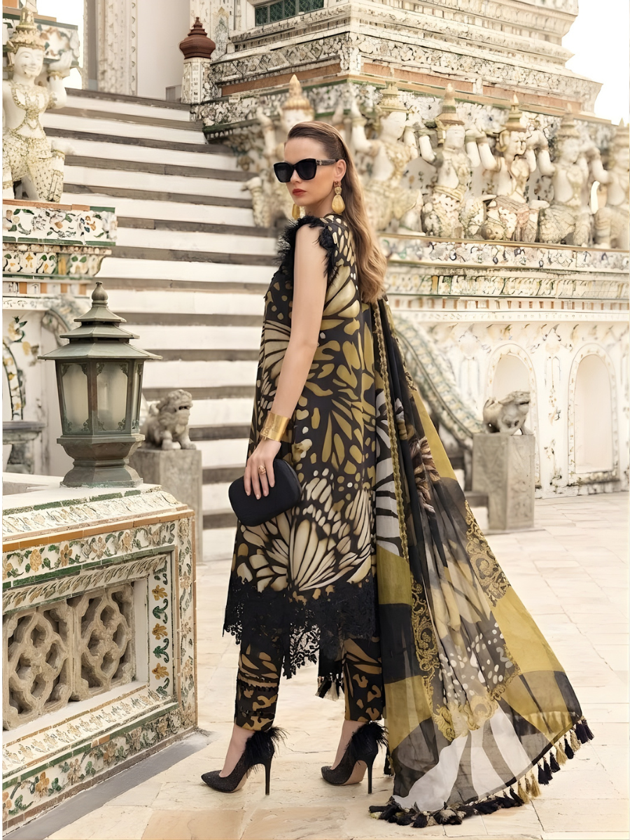 4 Side Lace Ready to Wear Chiffon Dupatta