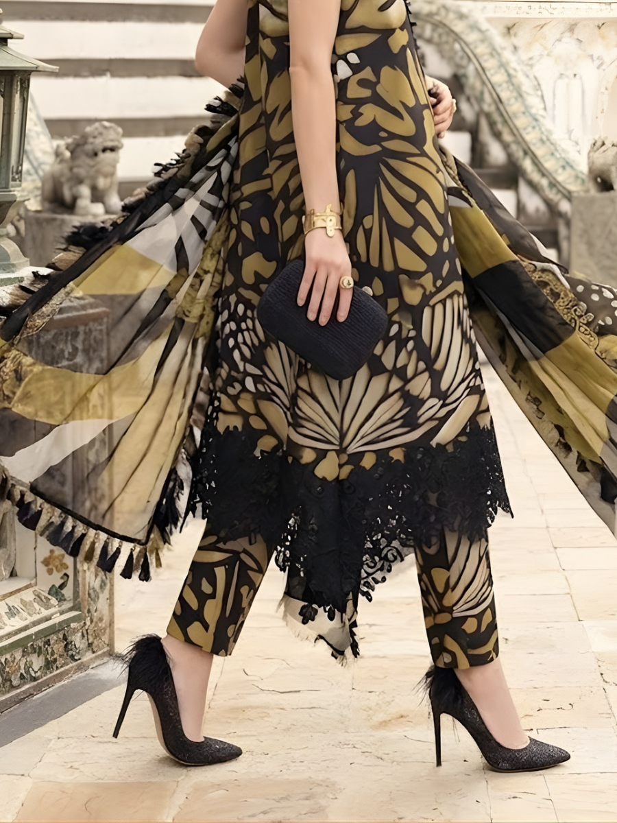 4 Side Lace Ready to Wear Chiffon Dupatta