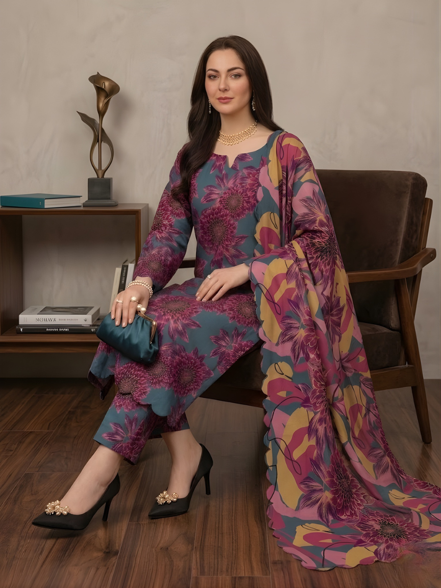 Ramsha Lawn Stuff 3pc (vibrant pink)