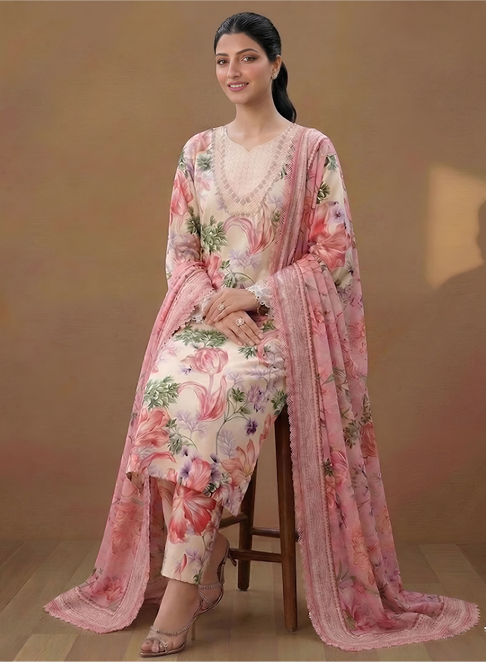 Rose Petal Symphony Lawn 3PC