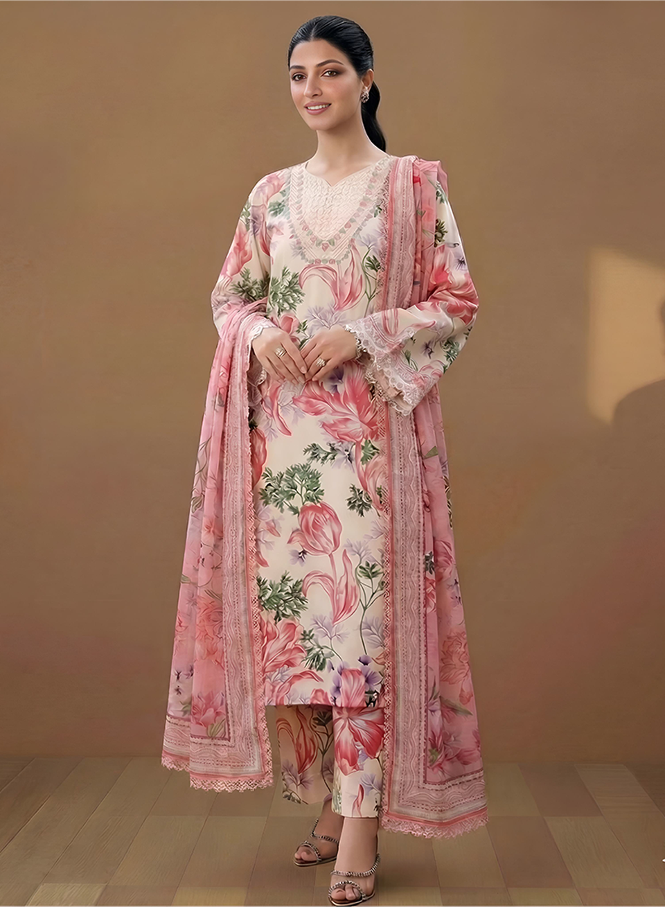 Rose Petal Symphony Lawn 3PC