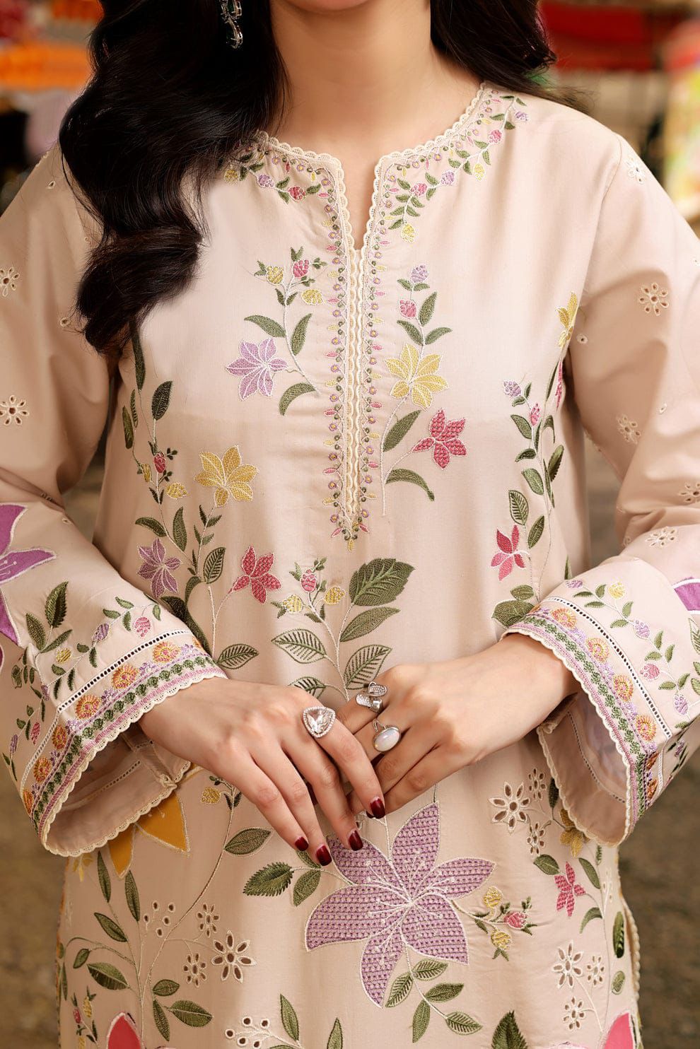 Aneelas Embroidered Unstitched 3Pc Premium Lawn