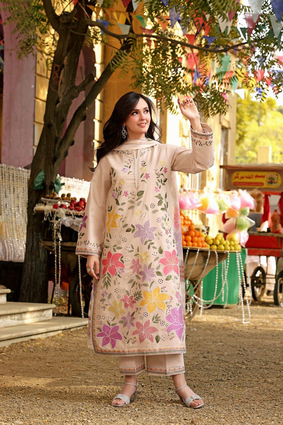 Aneelas Embroidered Unstitched 3Pc Premium Lawn