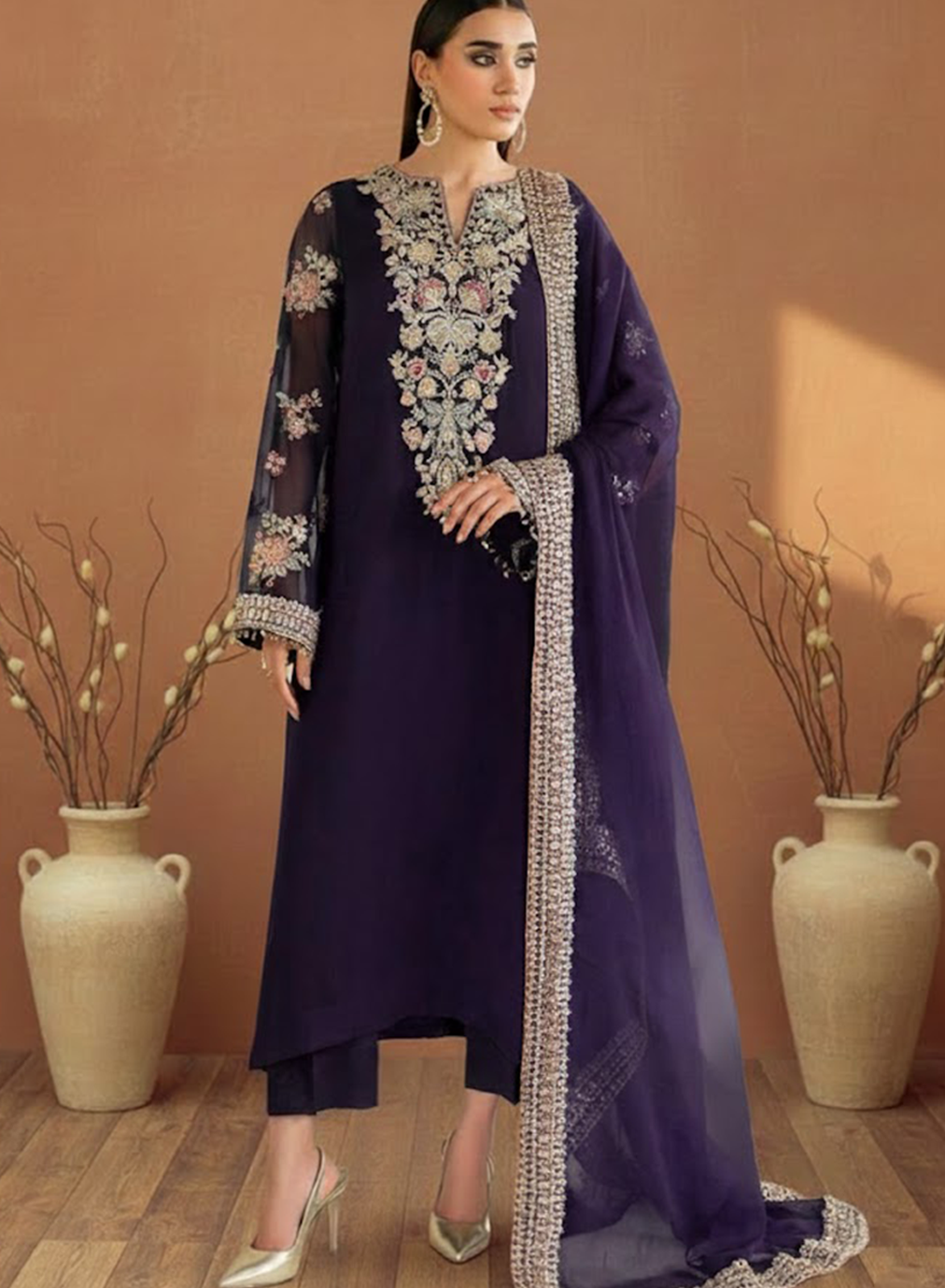 Royal Regalia Embroided Chiffon 3PC