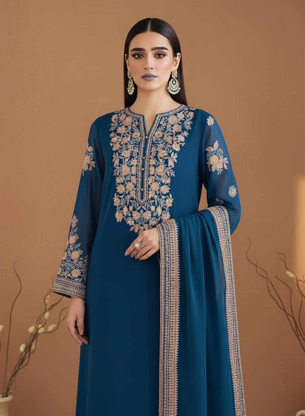 Royal Regalia Embroided Chiffon 3PC