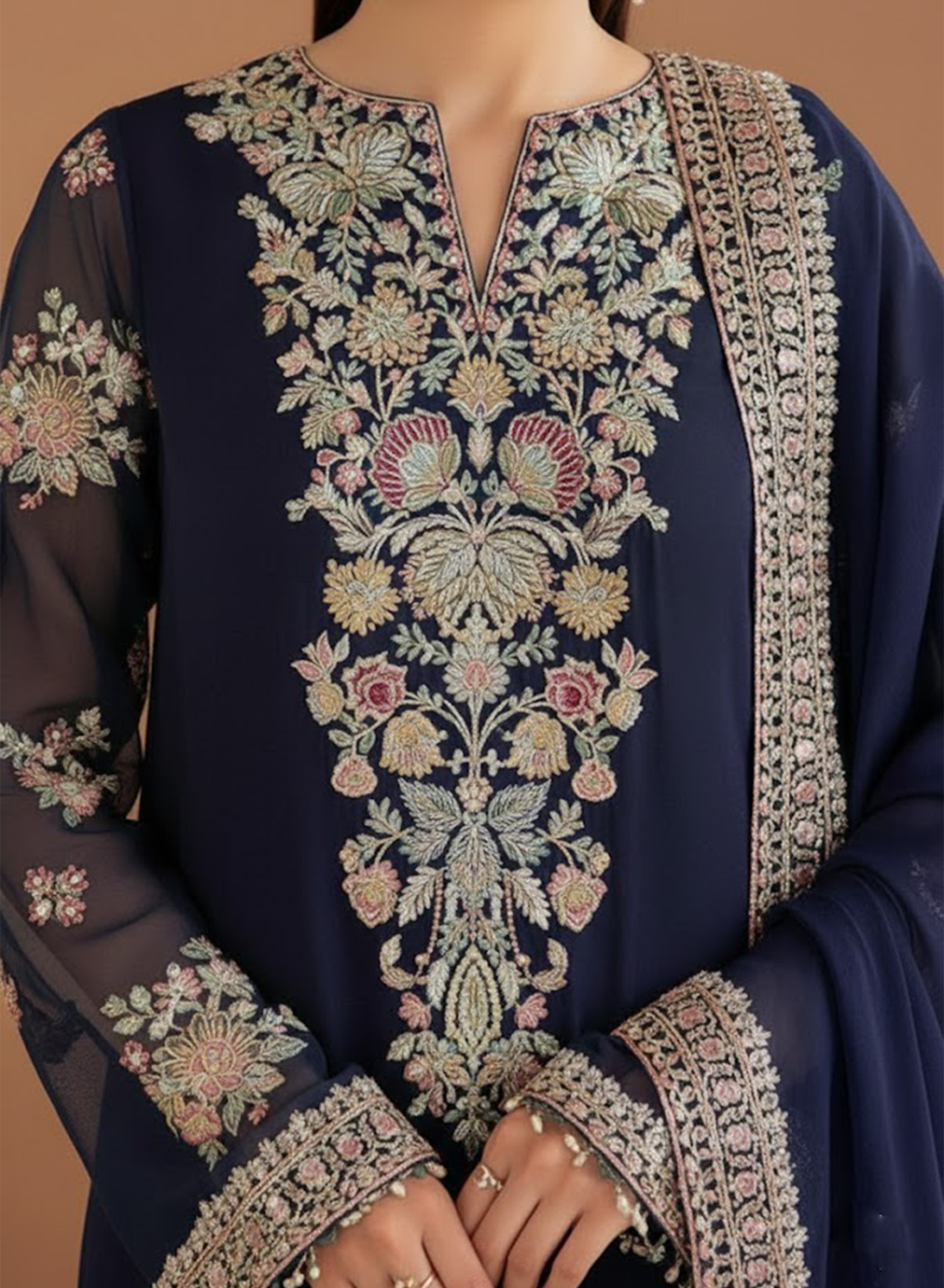 Royal Regalia Embroided Chiffon 3PC