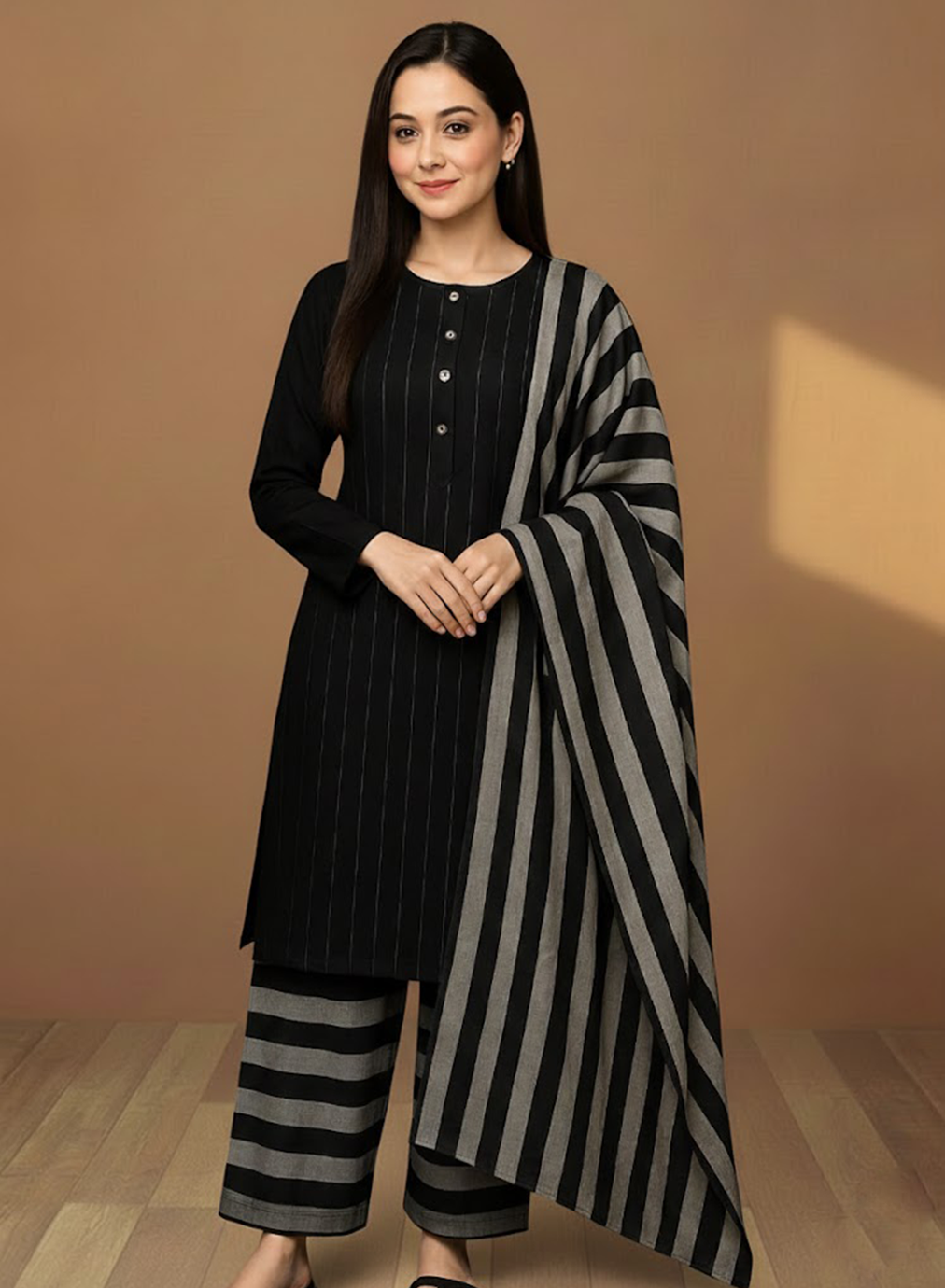 Midnight Pinstripe Lawn 3PC