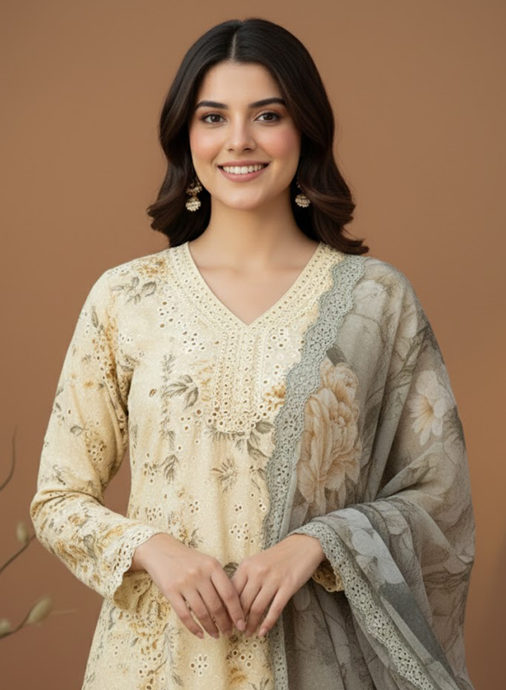 Cream Radiance Lawn 3PC