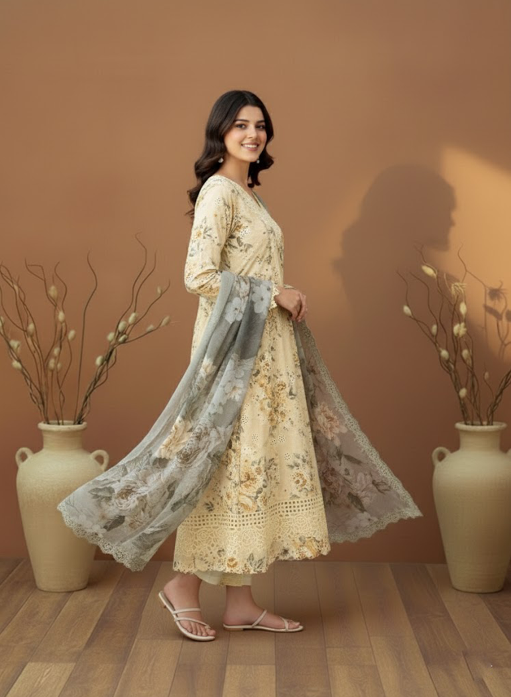 Cream Radiance Lawn 3PC
