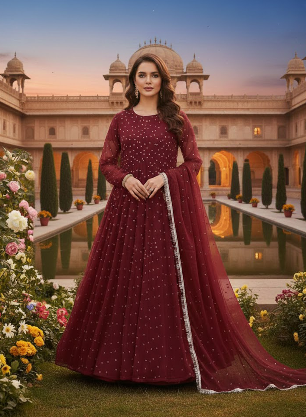 Garnet Glitz Anarkali