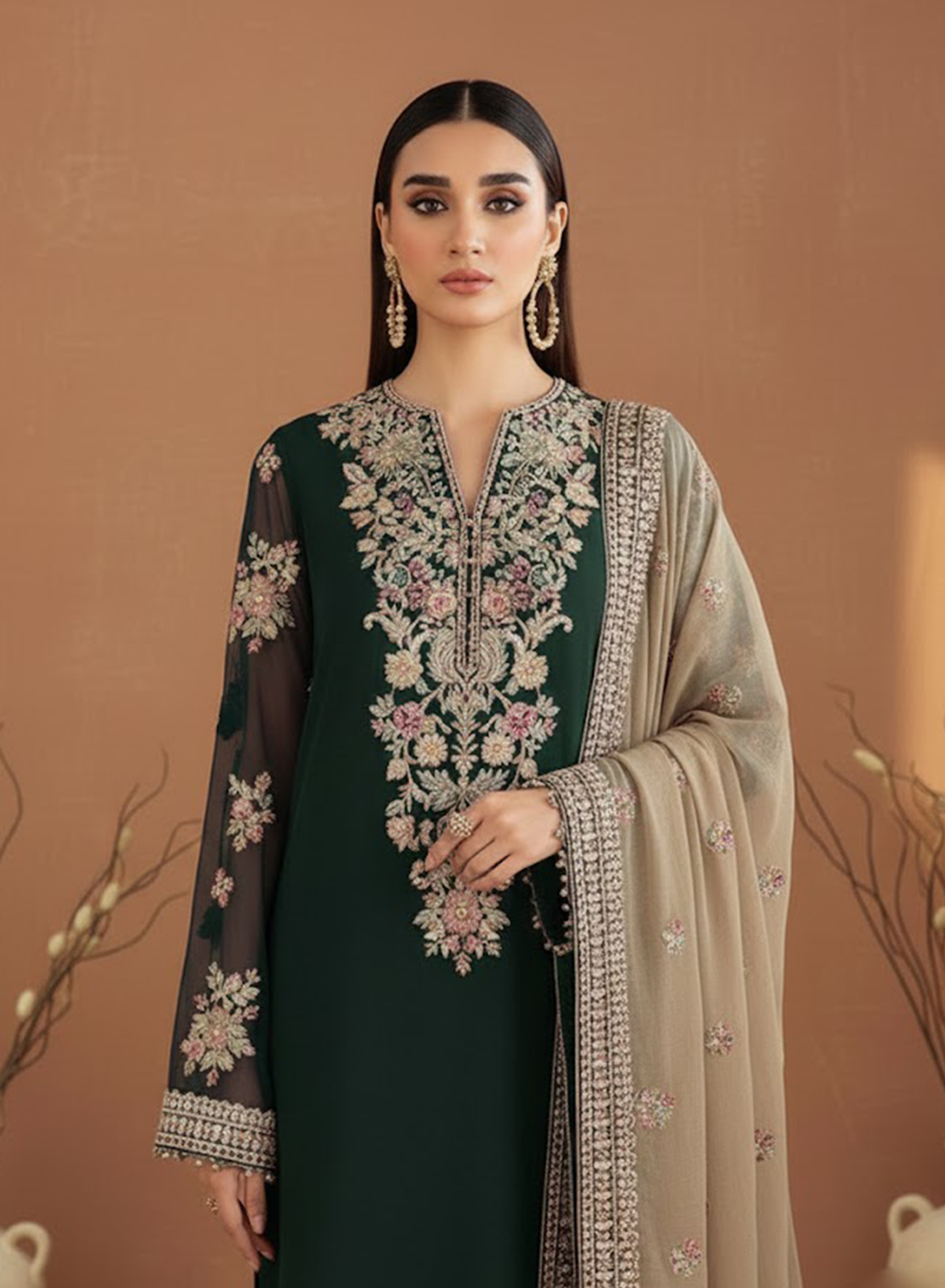 Royal Regalia Embroided Chiffon 3PC