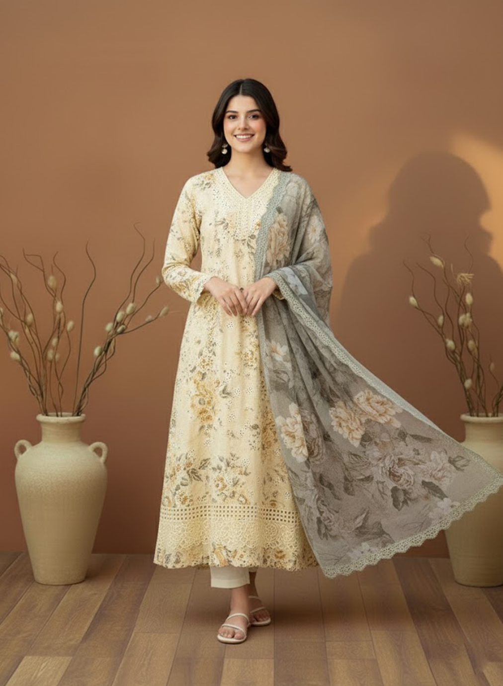 Cream Radiance Lawn 3PC