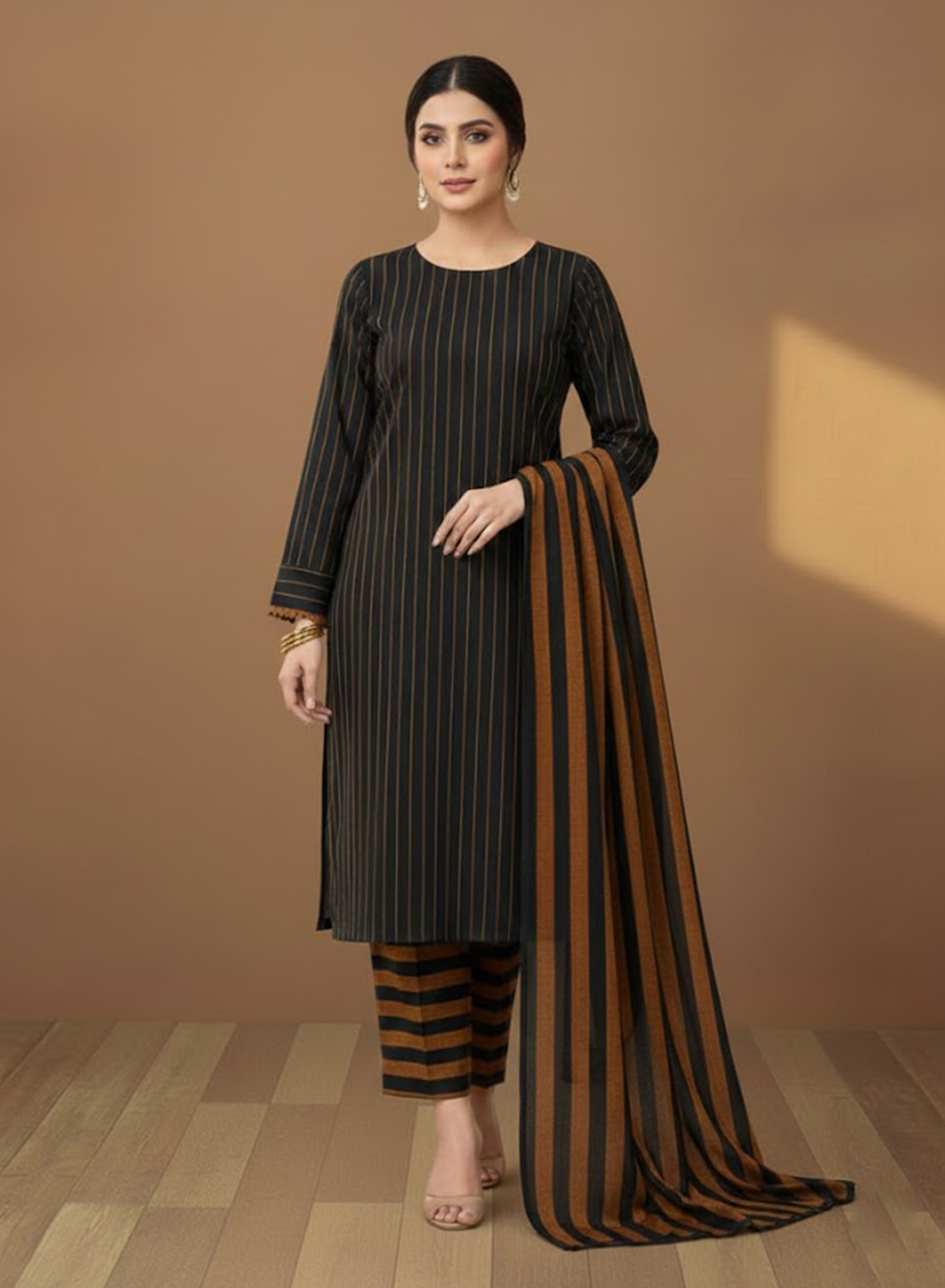 Midnight Pinstripe Lawn 3PC