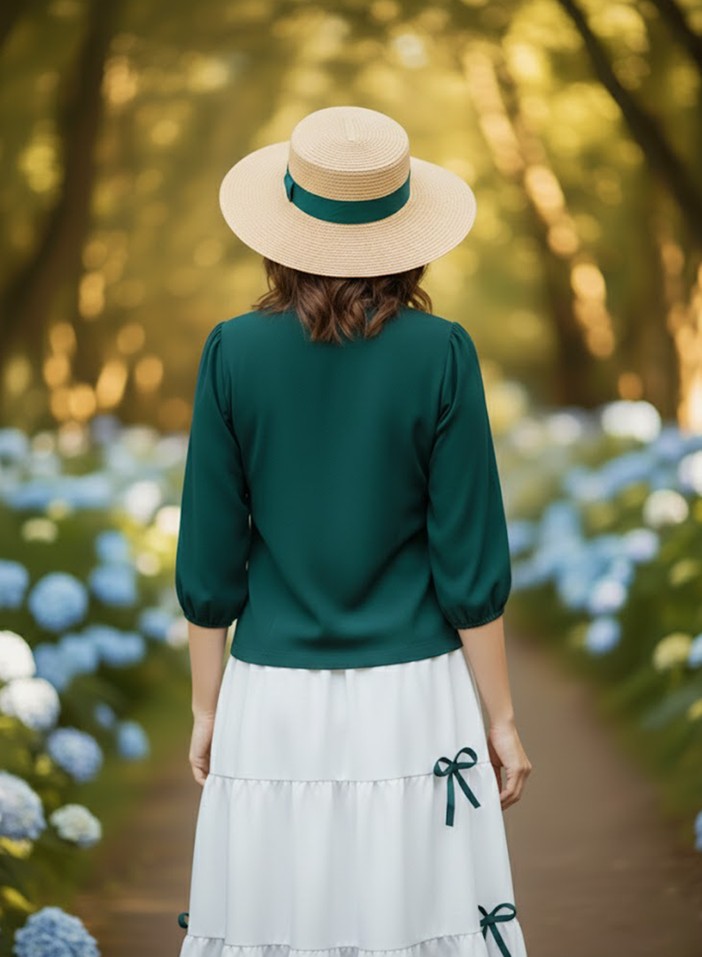 Emerald Bow Shirt & Skirt