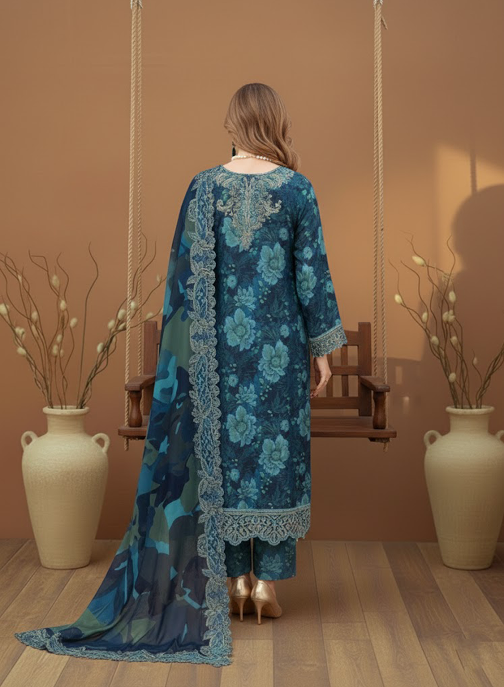 Teal Azure Lawn 3PC