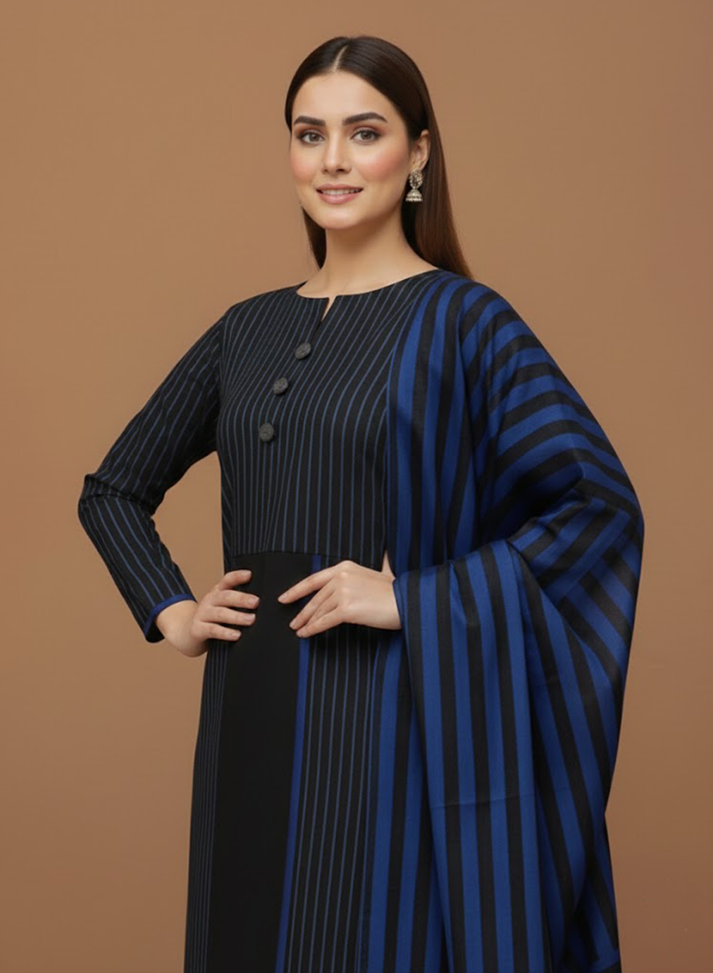Midnight Pinstripe Lawn 3PC