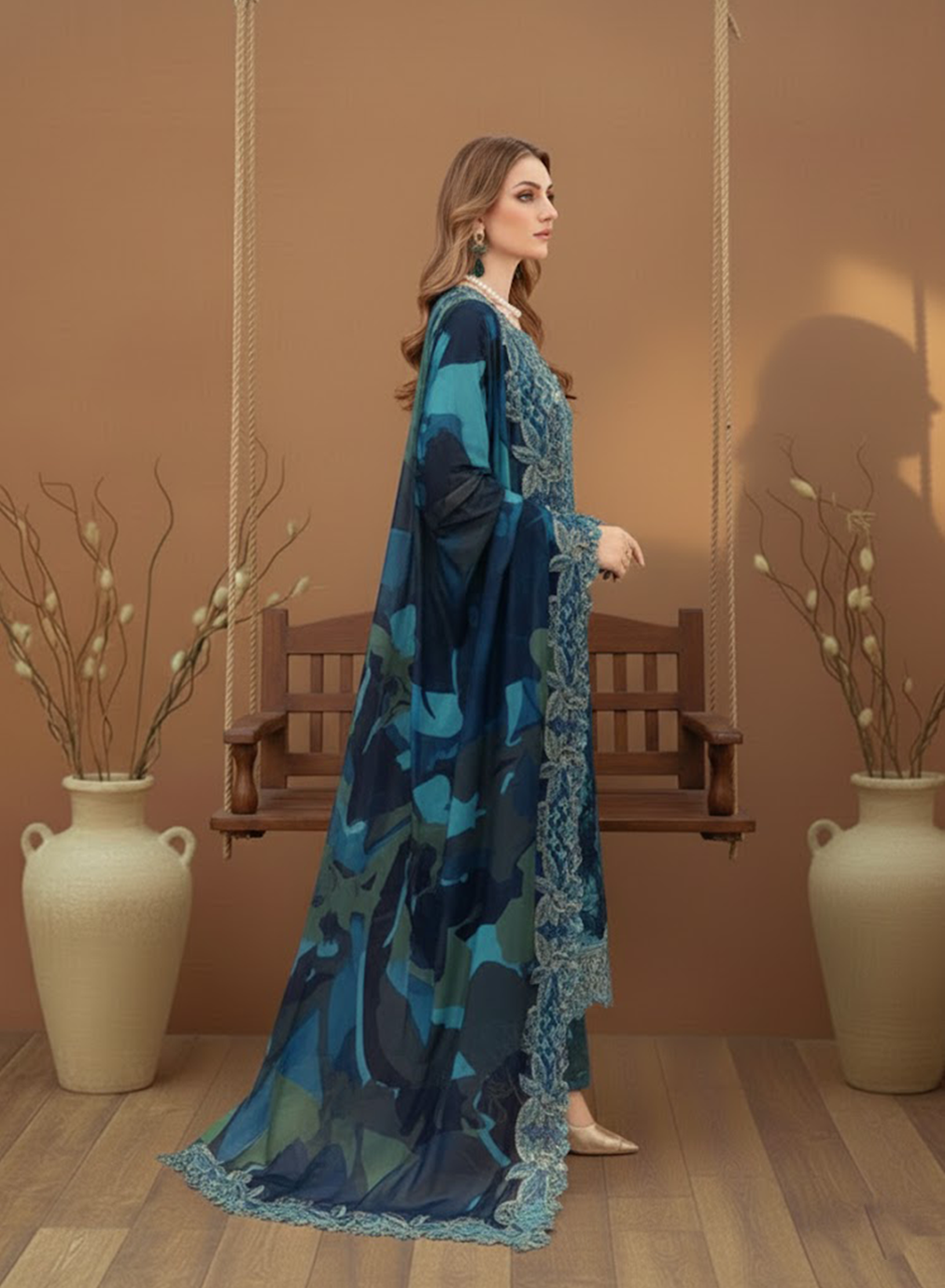 Teal Azure Lawn 3PC