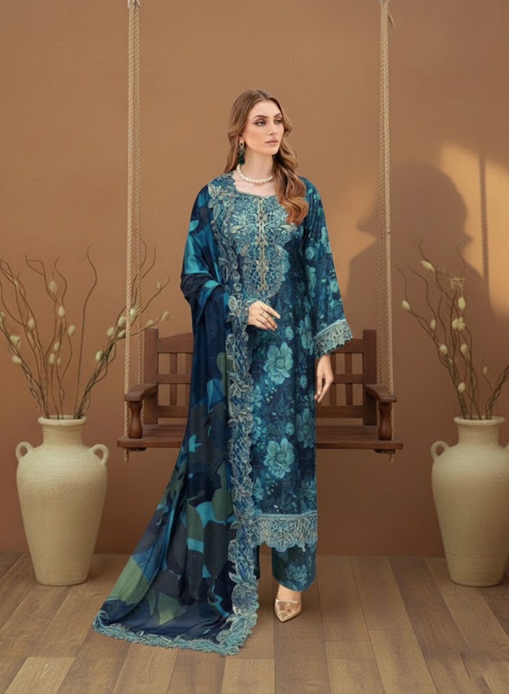 Teal Azure Lawn 3PC