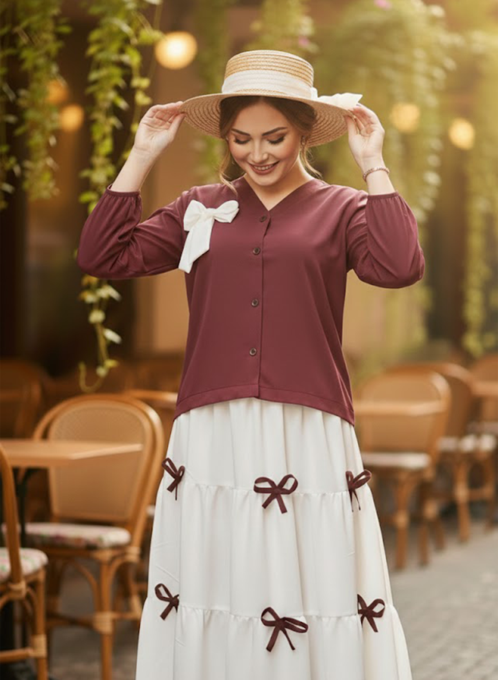 Emerald Bow Shirt & Skirt