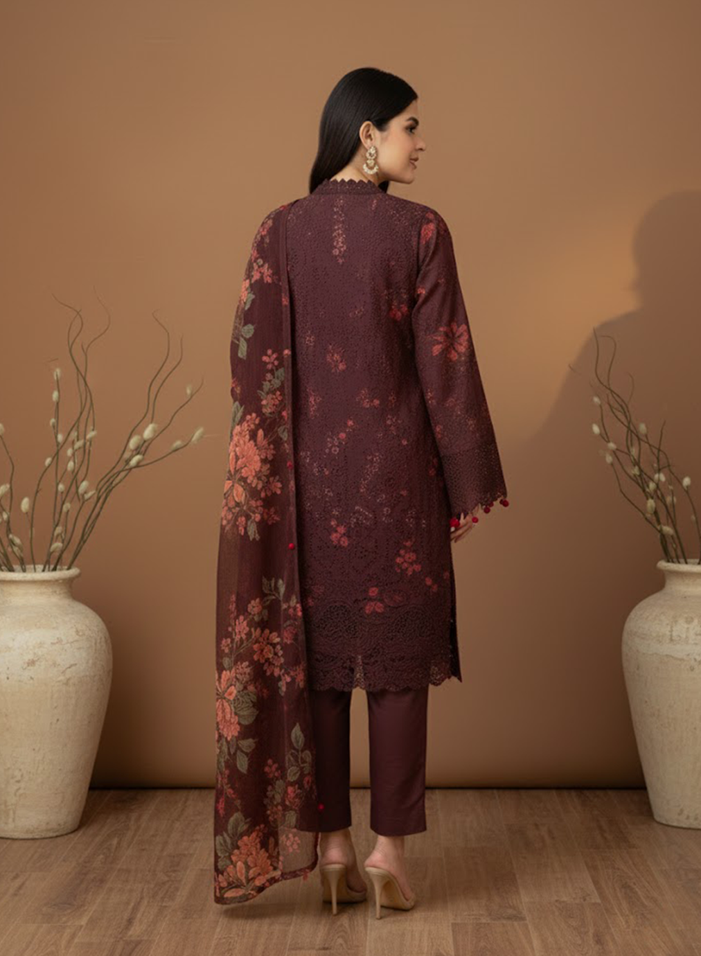 Maroon Medley  Lawn 3PC