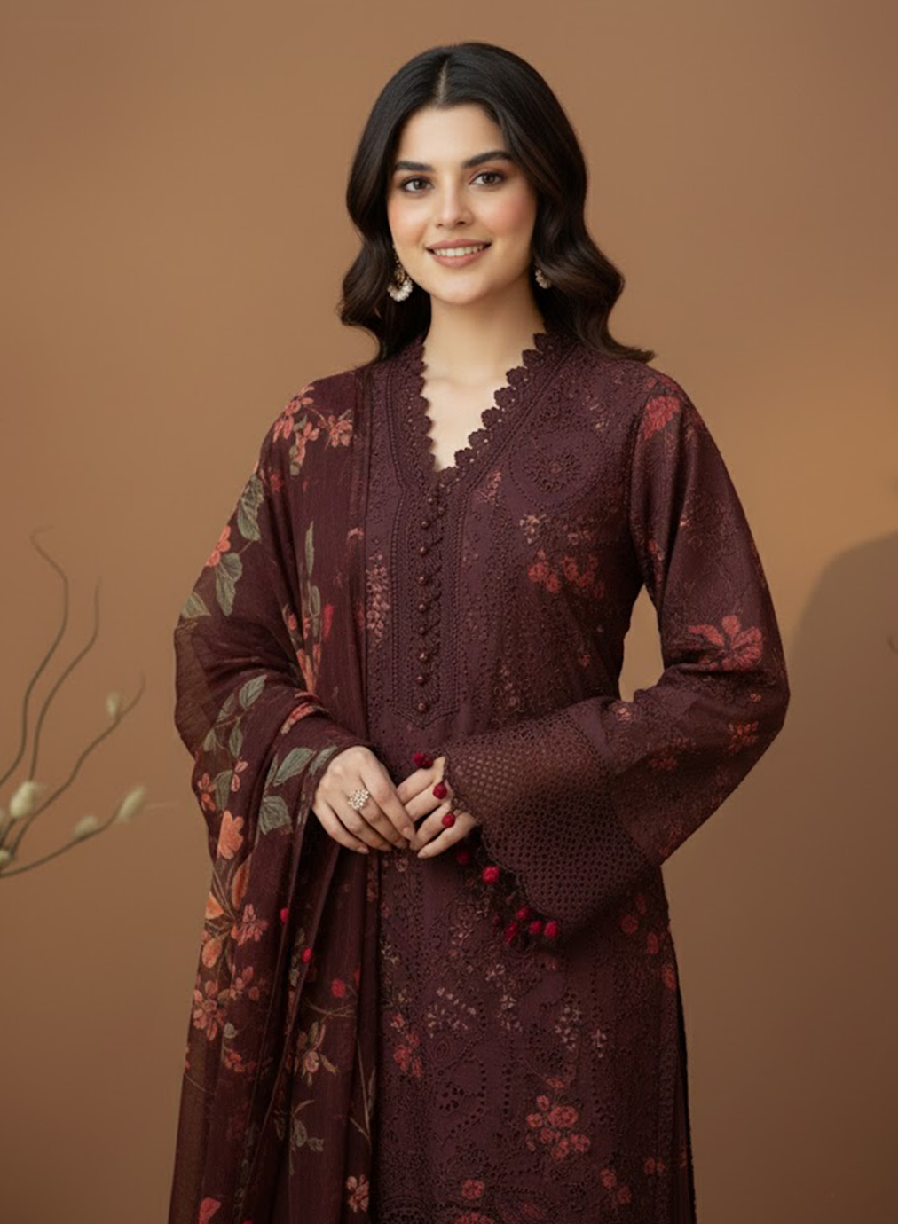 Maroon Medley  Lawn 3PC