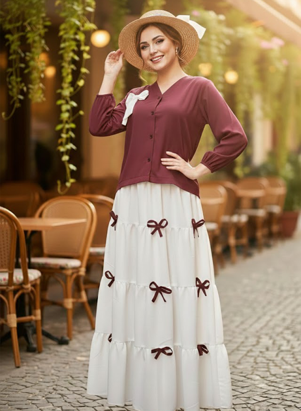 Emerald Bow Shirt & Skirt