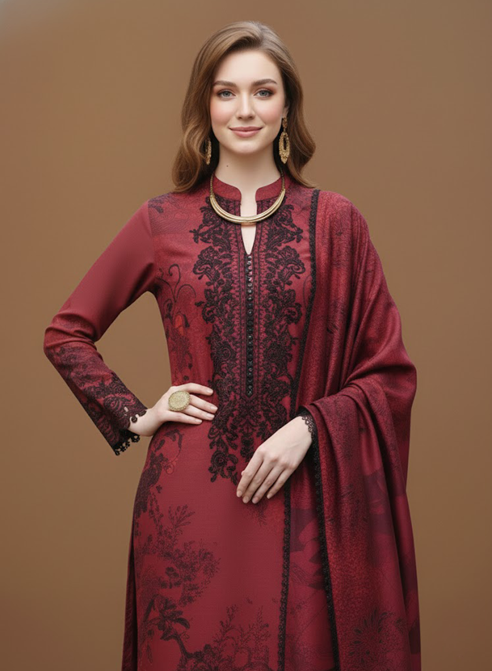 Crimson Night Lawn 3PC