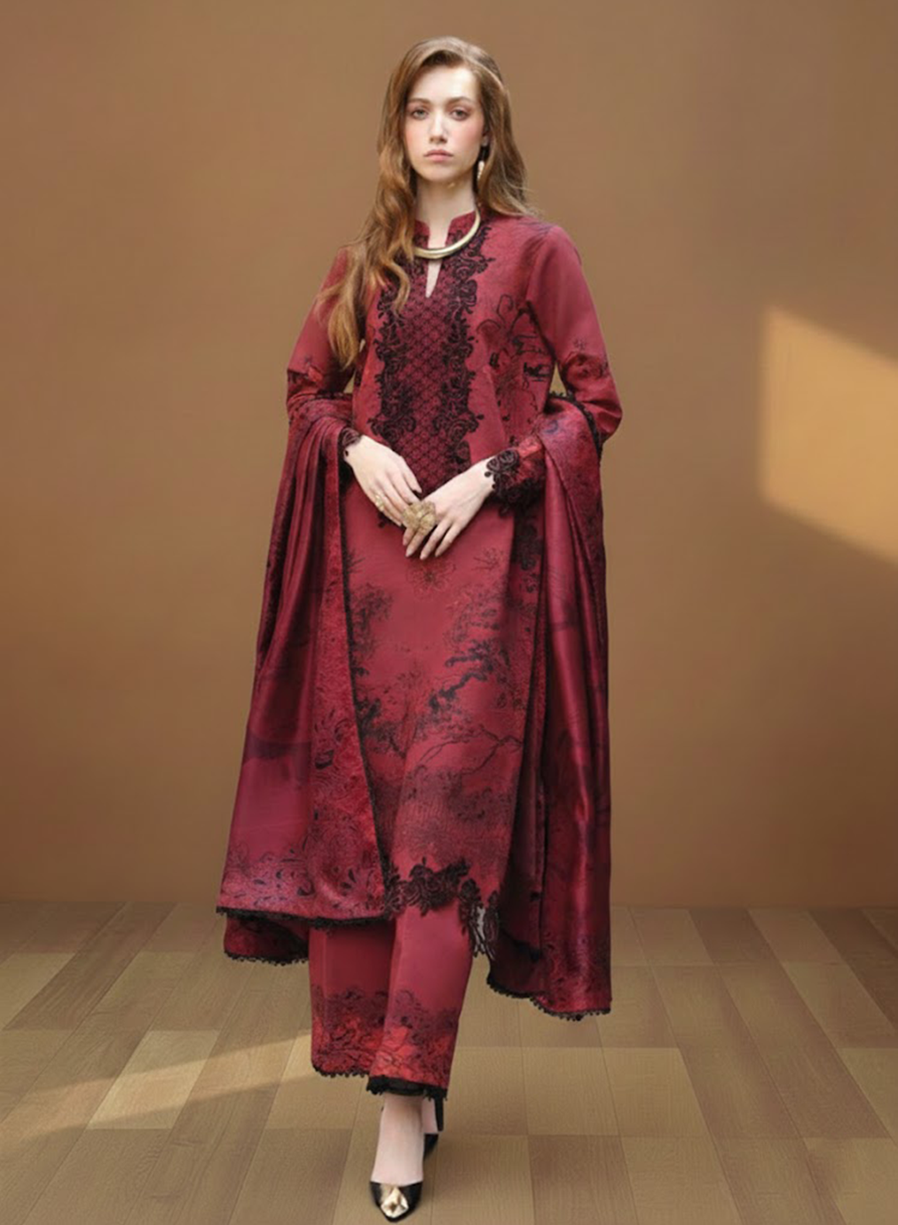 Crimson Night Lawn 3PC