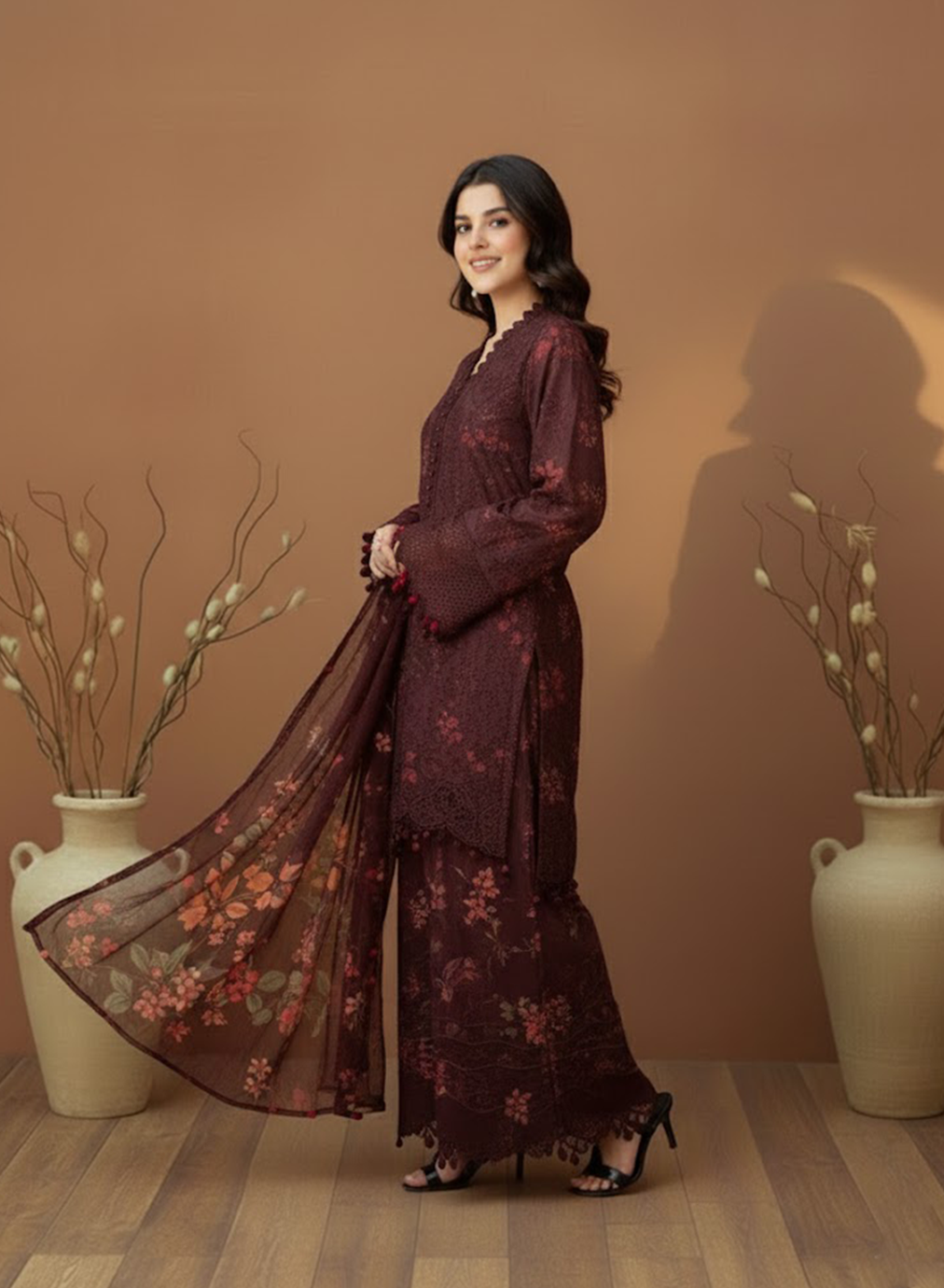 Maroon Medley  Lawn 3PC