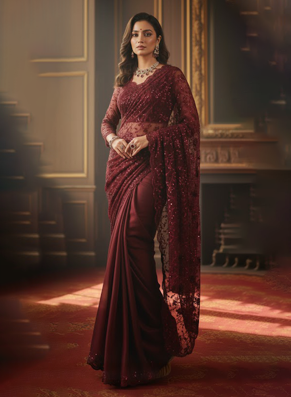 Crimson Royale Grace Saree