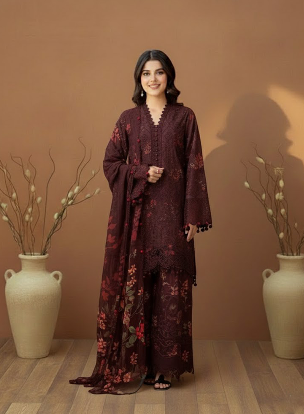Maroon Medley  Lawn 3PC