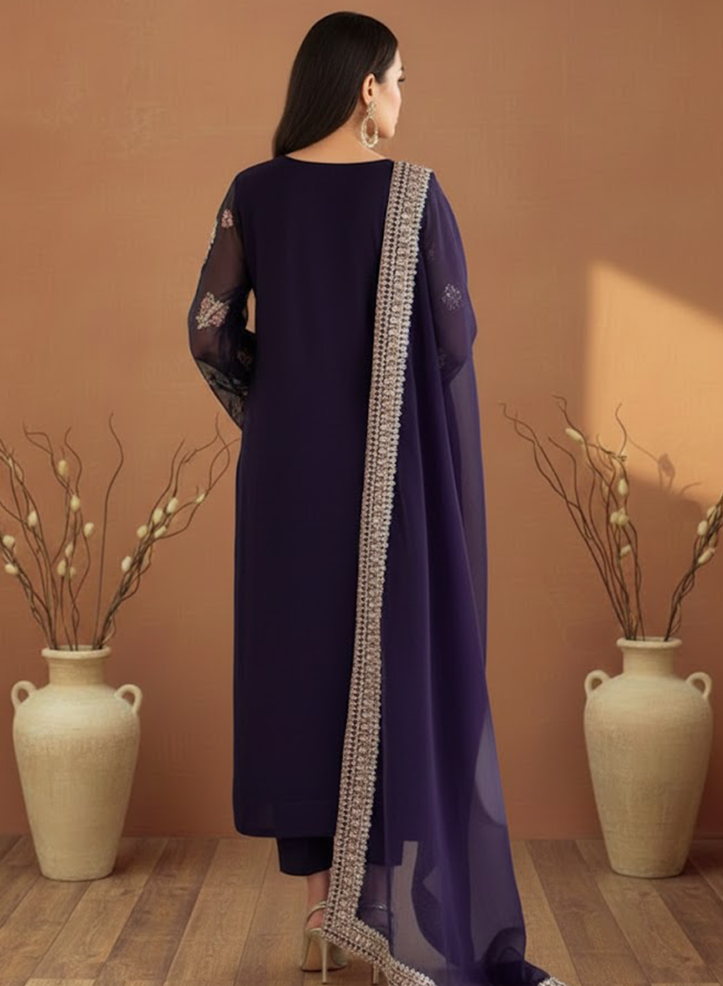 Royal Regalia Embroided Chiffon 3PC