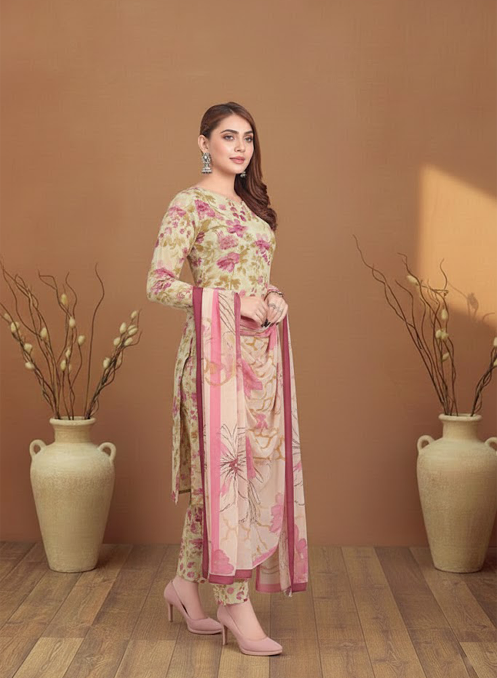 Beige Bloom Lawn 3PC