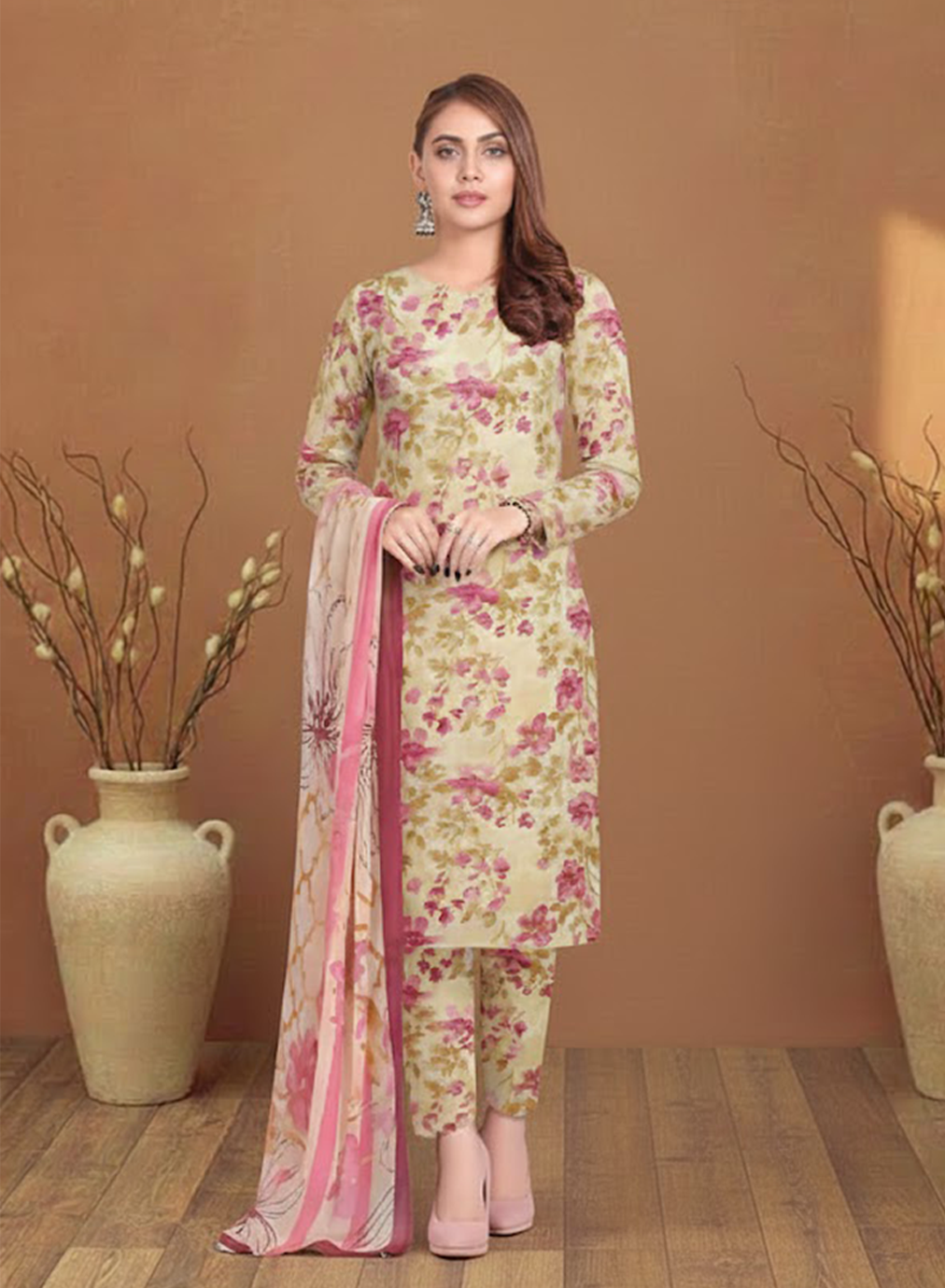 Beige Bloom Lawn 3PC