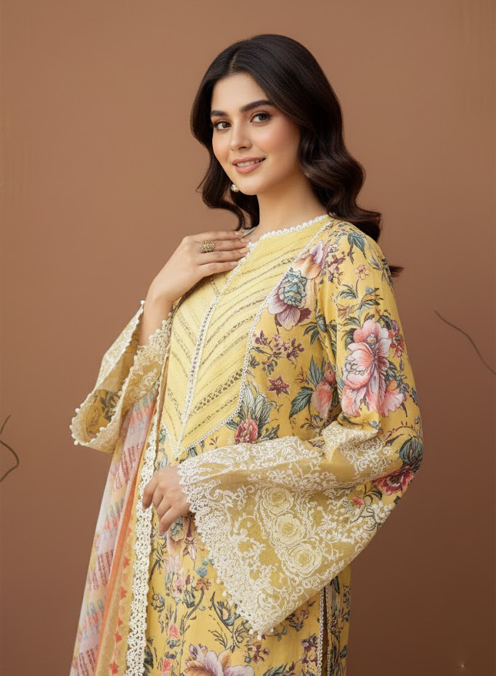 Saffron Petals Lawn 3PC